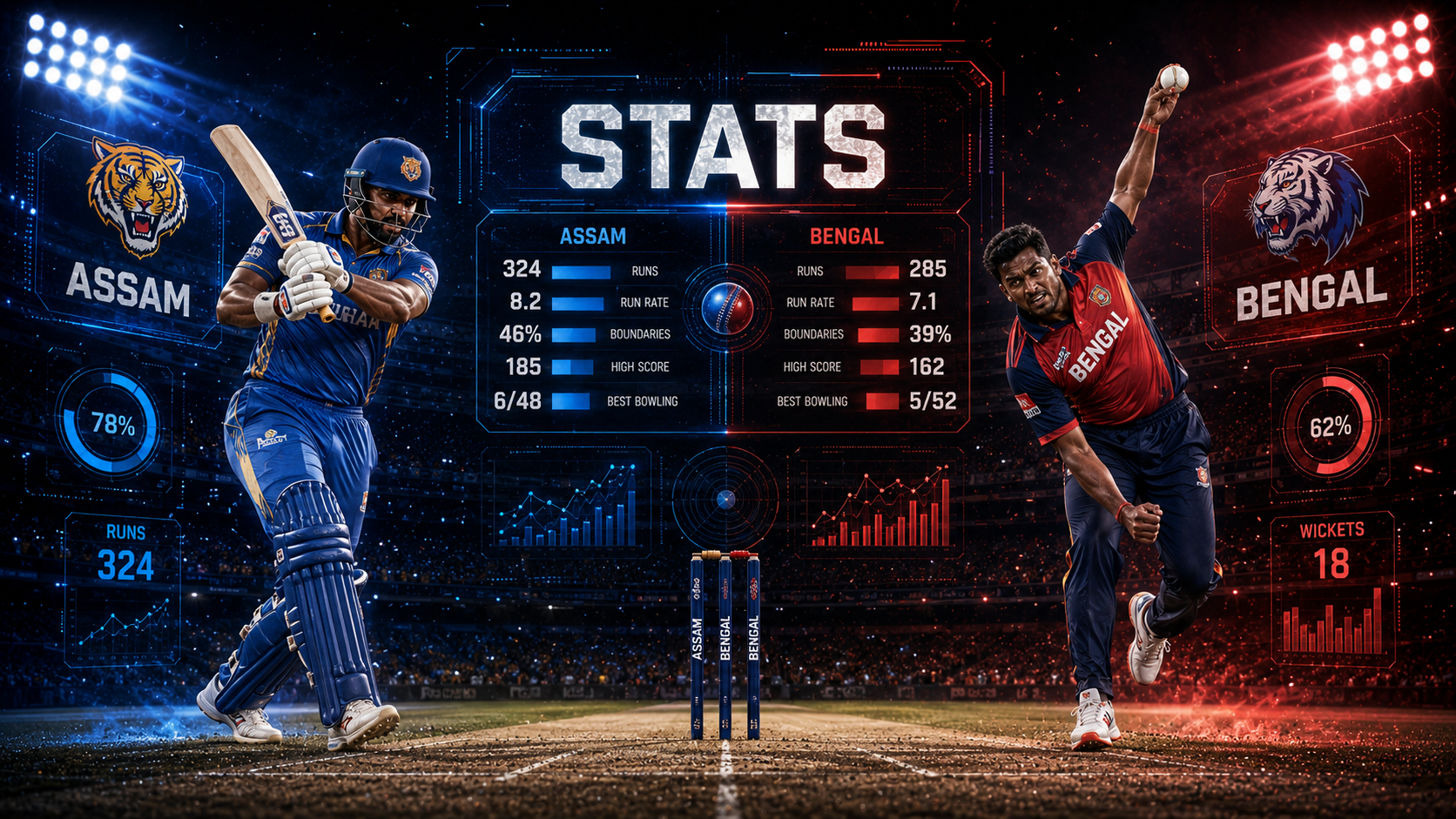 Assam Cricket Team Vs Bengal Cricket Team Stats