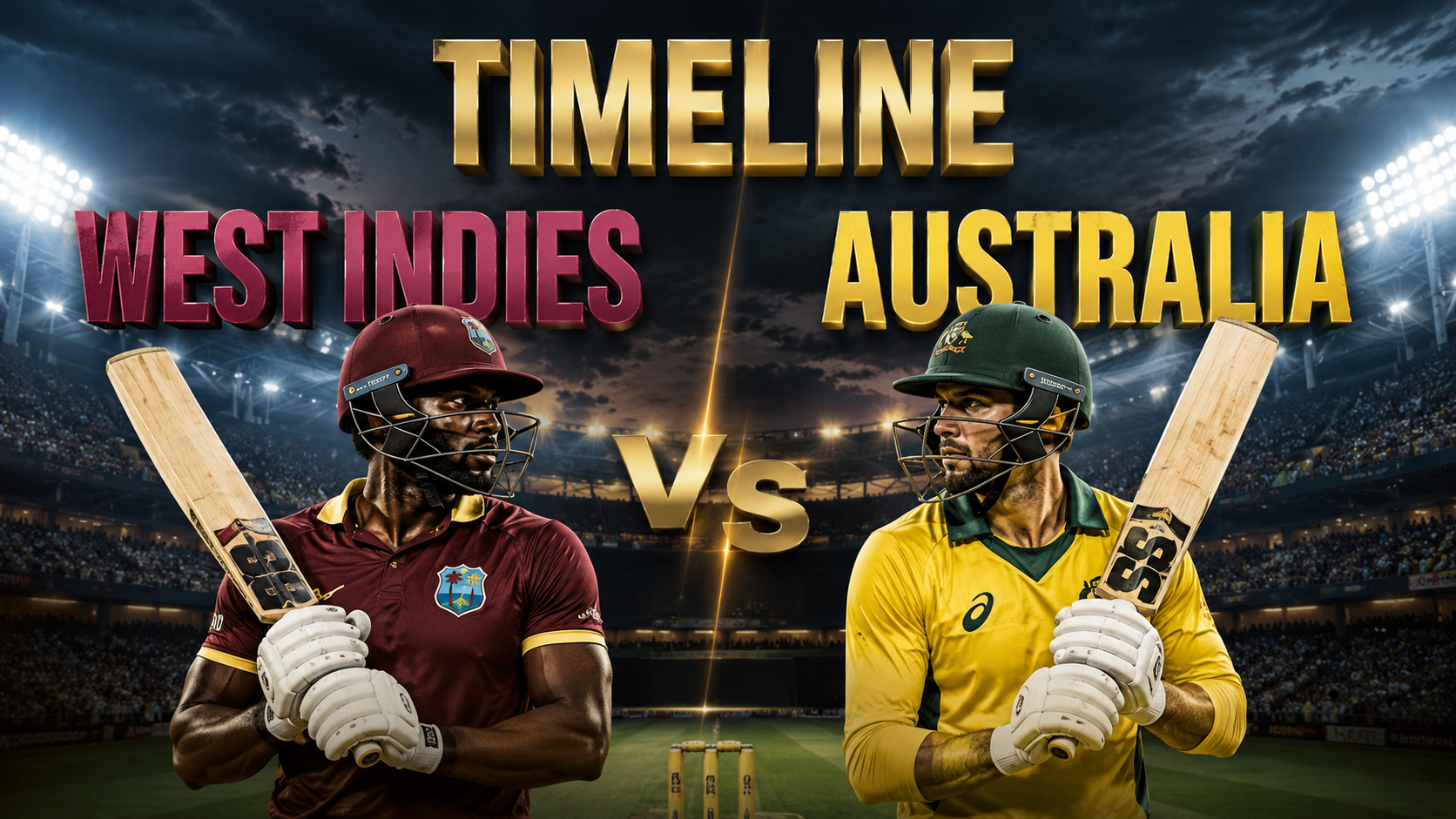 West Indies Cricket Team vs Australian Men’s Cricket Team Timeline