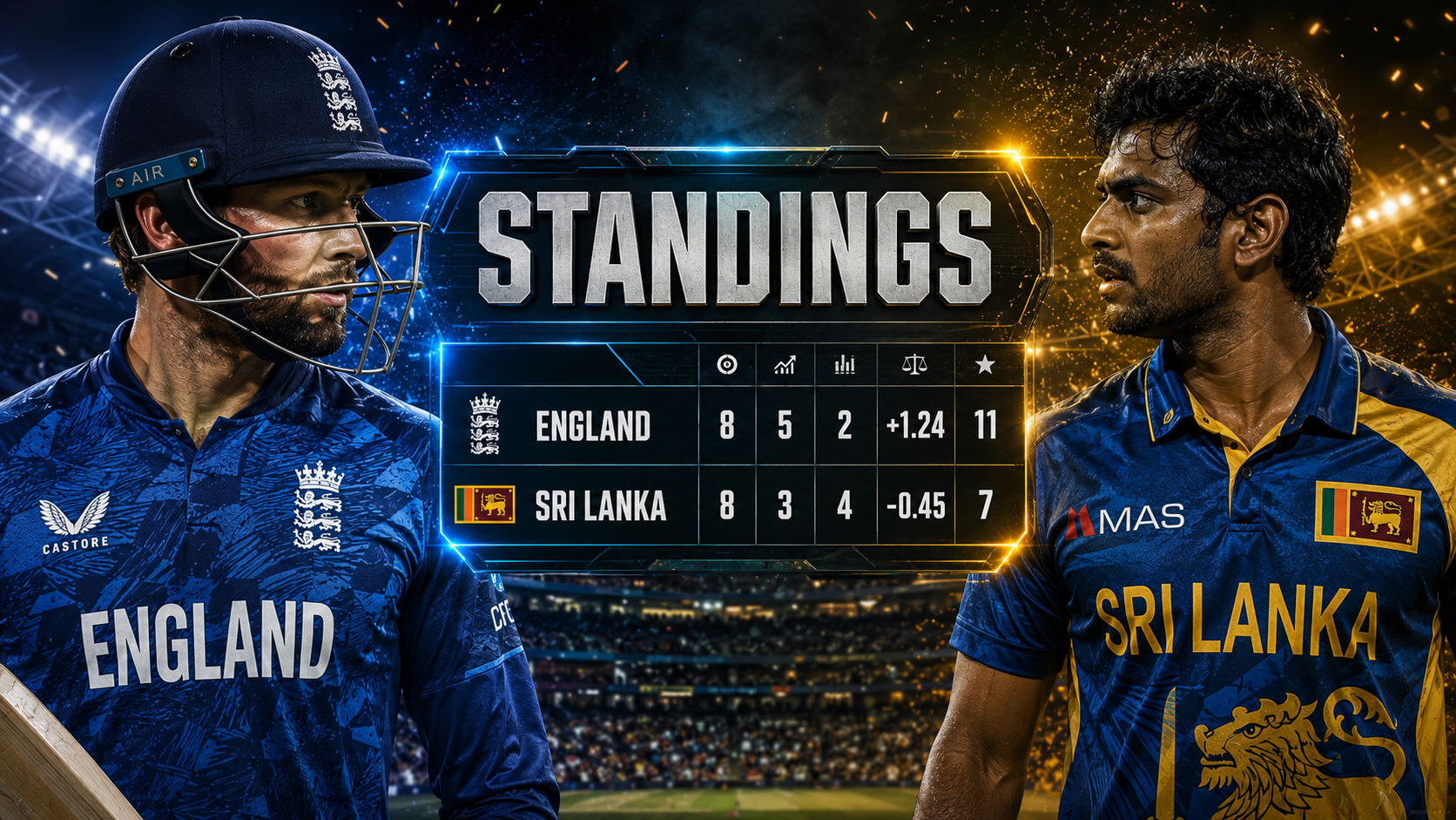 England Cricket Team Vs Sri Lanka National Cricket Team Standings